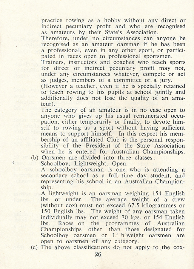 1965 Rowing Australia constitution and rules of racing